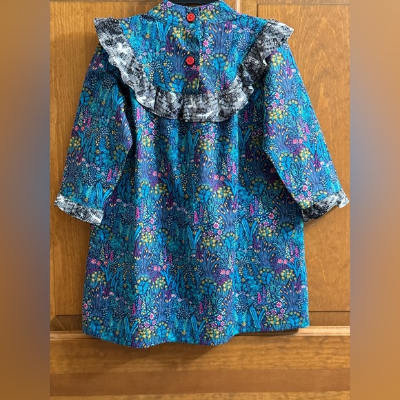 NWOT Size 2-3T Little Moony Handmade Dress in Beautiful Floral Print w/ Ruffle - Picture 7 of 7